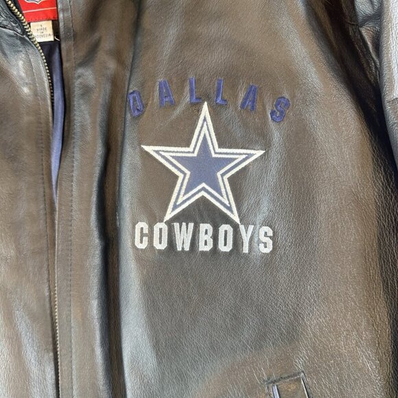Cowboys Blue/Black Genuine Leather Inner Pockets Jacket L - Picture 4 of 9